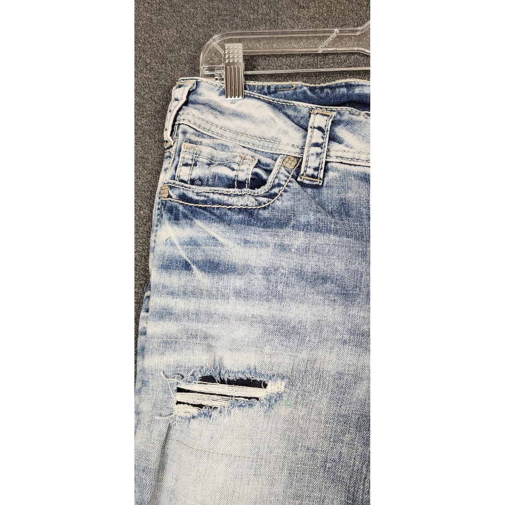 Silver Jeans Co Suki Mid Capri W30 L22.5 Light Wash Distressed Super Stretch - Picture 2 of 14